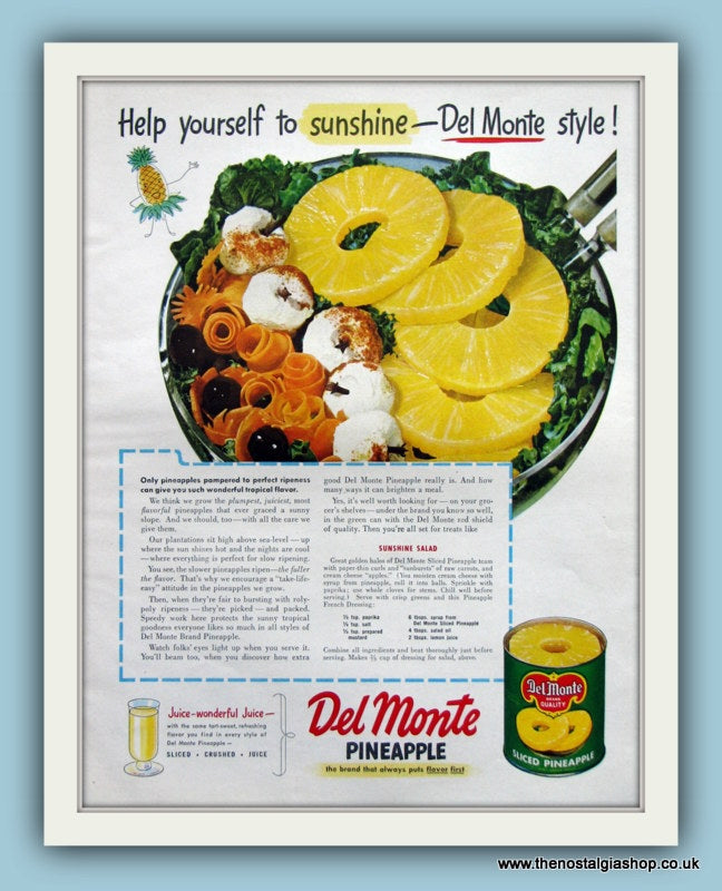 Del Monte Pineapple. Original Advert 1947 (ref AD8132)