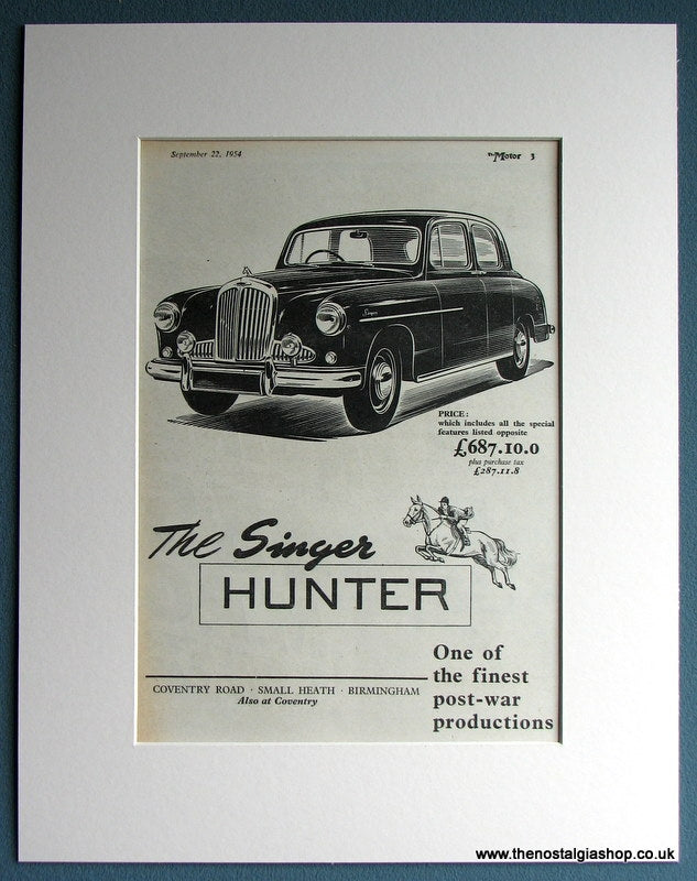 Singer Hunter 1954 Original Advert (ref AD1703)