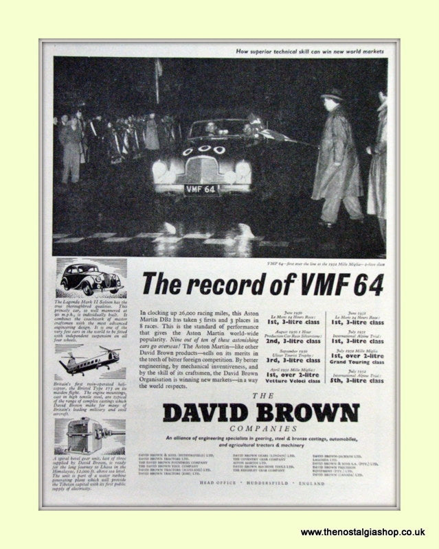 Aston Martin VMF 64 Original Advert 1953 (ref AD6733)