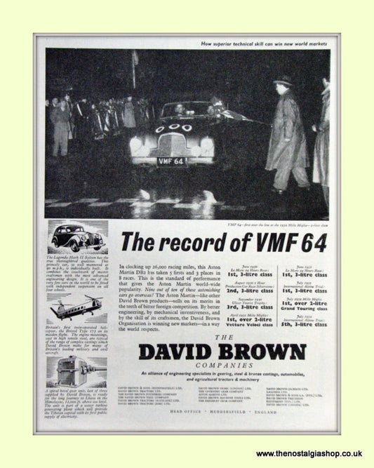 Aston Martin VMF 64 Original Advert 1953 (ref AD6733)