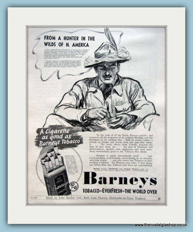 Barneys Cigarettes Set Of 2 Original Adverts 1938 (ref AD6083)