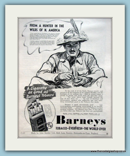 Barneys Cigarettes Set Of 2 Original Adverts 1938 (ref AD6083)