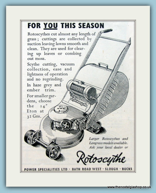 Rotoscythe Mower. Original Advert 1952 (ref AD4619)
