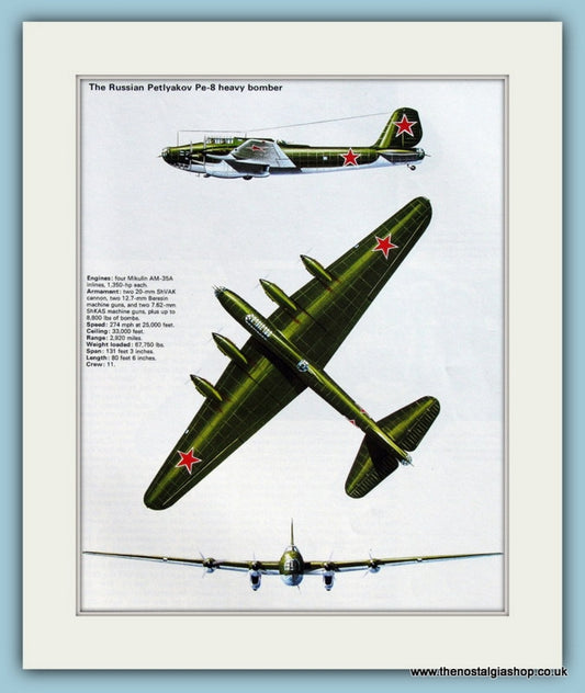 Russian Petlyakov Pe-8 Heavy Bomber Aircraft. Print (ref PR578)