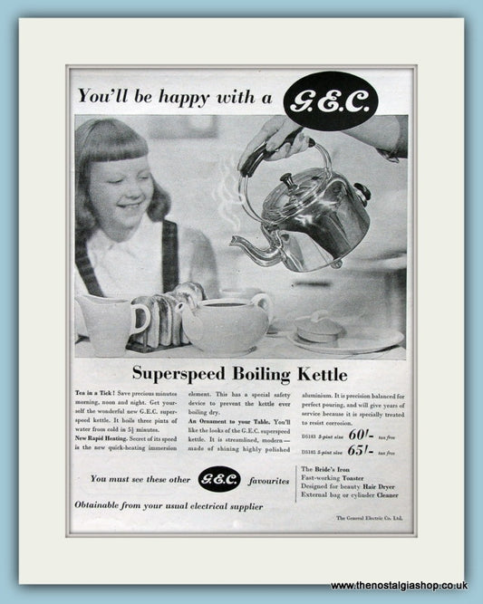 G.E.C Kettle Original Advert 1954 (ref AD3911)