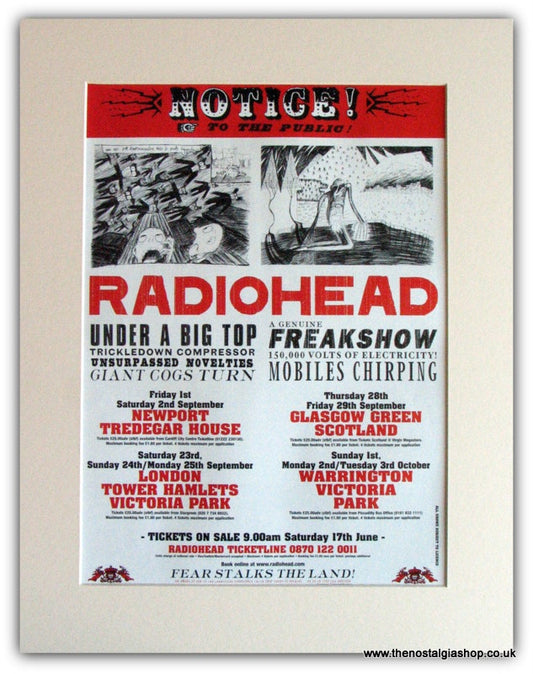 Radiohead UK Tour Advert 2000 (ref AD1768)
