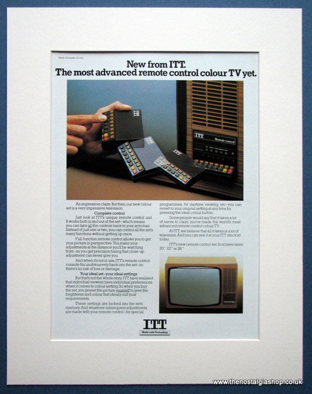 ITT Remote Control Colour TV 1978 Original Advert (ref AD973)