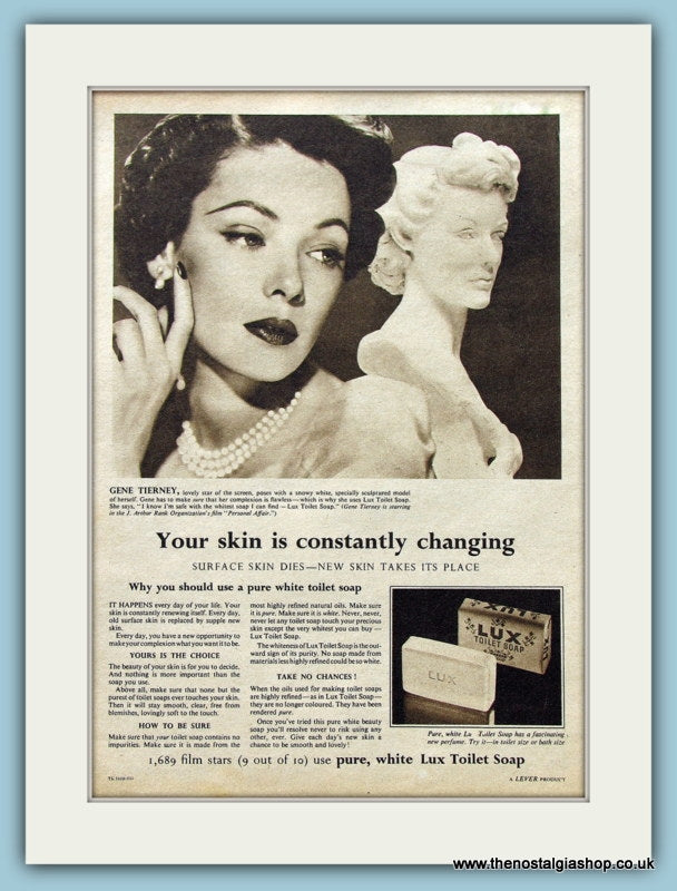 Lux Soap featuring Gene Tierney. Original Advert 1954 (ref AD3594)