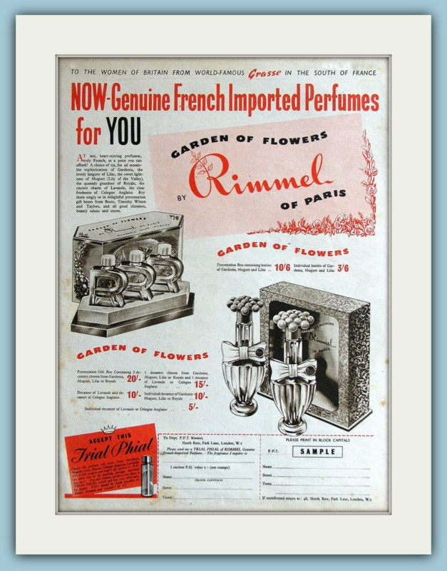 Rimmel Garden of Flowers Perfume. Original Advert 1950 (ref AD3721)