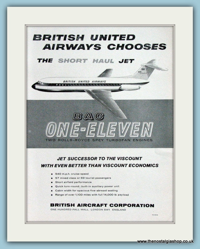 BAC One - Eleven. Original Advert 1961 (ref AD4260)