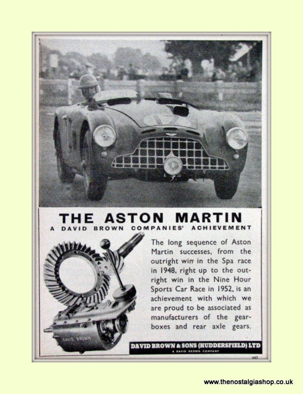 Aston Martin David Brown & Sons Hudderfield Original Advert 1952 (ref AD6756)
