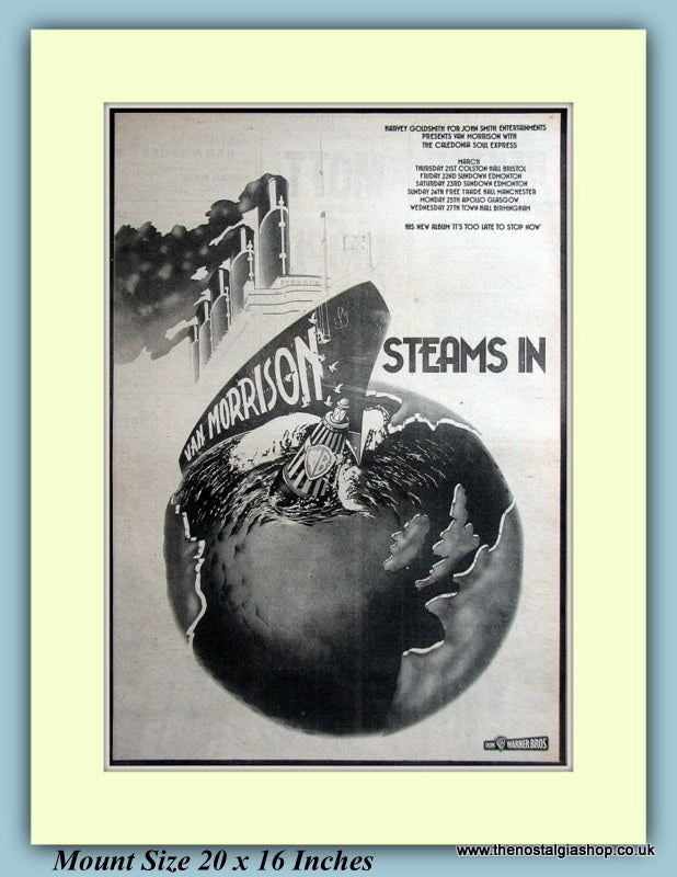 Van Morrison Steams In March Tour Dates Original Advert 1974 (ref AD9400)