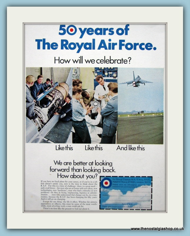 Royal Air Force 50 years Original Advert 1968 (ref AD6307)