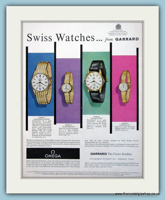 Omega Swiss Watches. Original Advert 1963 (ref AD6100)