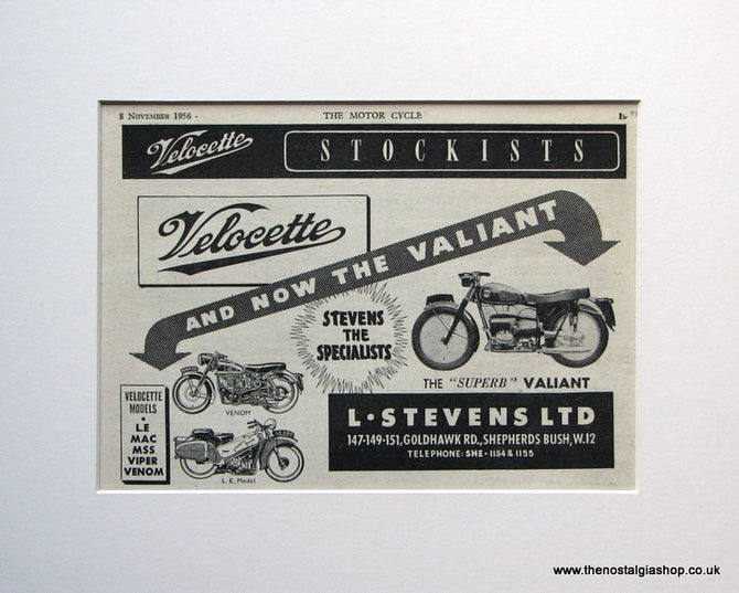 Velocette Valiant 1956 Original advert (ref AD1602)