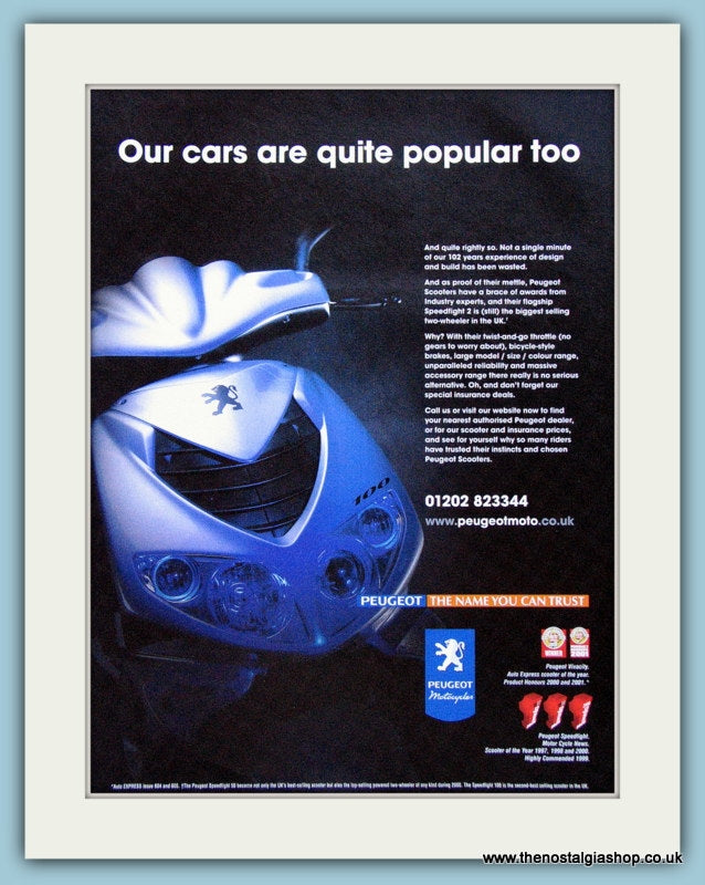 Peugeot 100 Scooter & Motorcycles Original Advert 2001 (ref AD4186)