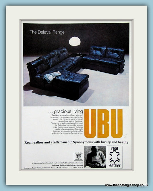 UBU Leather Delaval Suite Original Advert 1976 (ref AD2440)