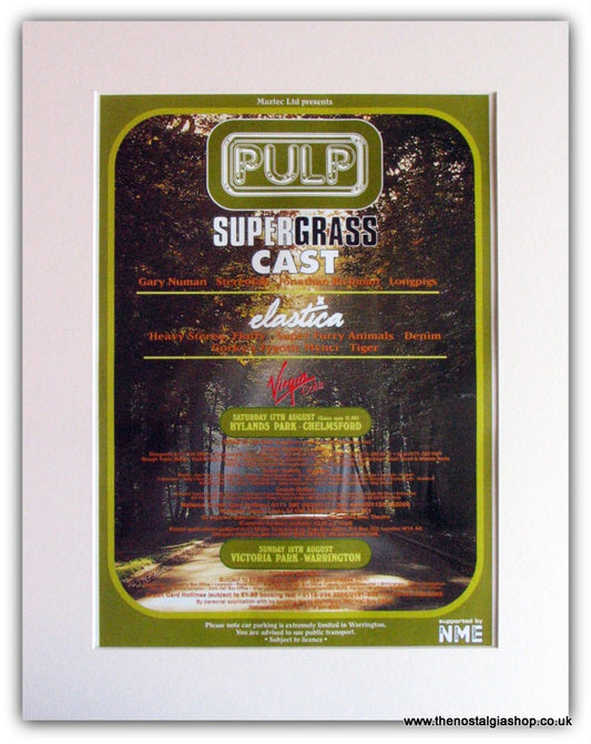 Pulp Supergrass Cast 1996 Tour Advert (ref AD1782)