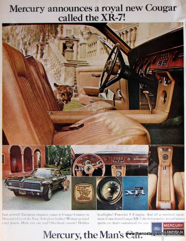 Ford Mercury Cougar XR-7 Original Advert 1967 (ref Ad4039)