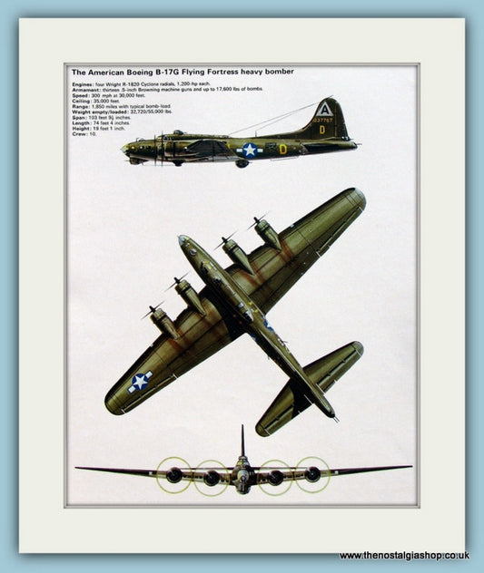 American Boeing B-17G Flying Fortress Heavy Bomber. Print (ref PR552)