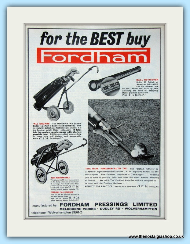 Fordham Golf Trolley. Original Advert 1966 (ref AD4761)