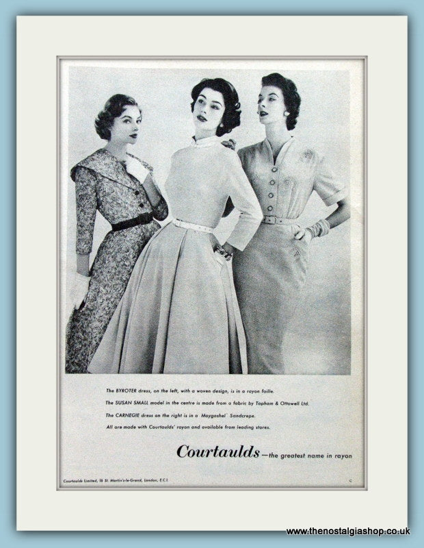 Courtaulds Rayon Dresses Original Advert 1955 (ref AD4726)