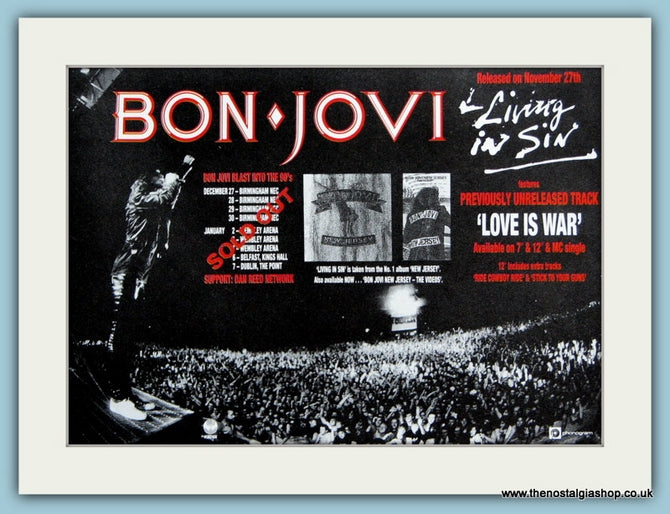 Bon Jovi Living In Sin1989 Original Advert (ref AD3259)