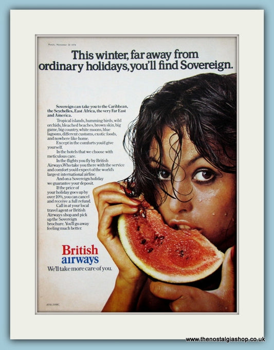 British Airways, Sovereign. 1974 Original Advert (ref AD2118)