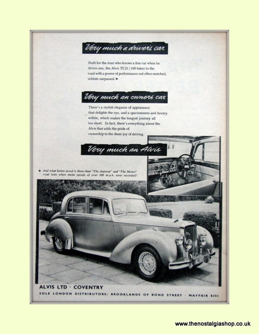 Alvis TC. 21/100 Original Advert 1955 (ref AD6638)