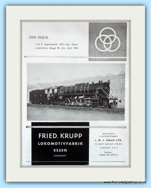 Fried. Krrupp Locomotives. Original Advert 1955 (ref AD6211)