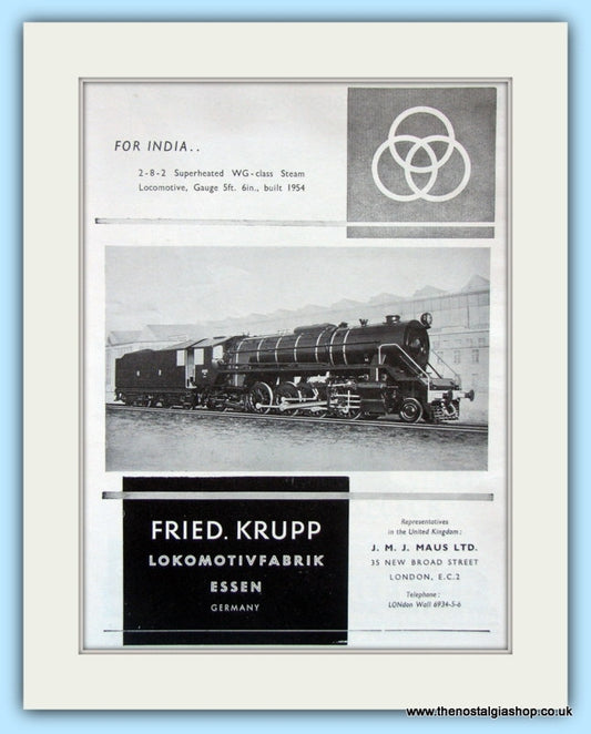 Fried. Krrupp Locomotives. Original Advert 1955 (ref AD6211)