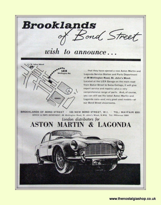 Aston Martin & Lagonda Brooklands Of Bond Street Original Advert 1964 (ref AD6721)