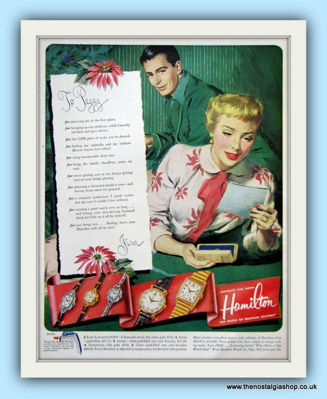 Hamilton Ad Hamilton Watches. Original Advert 1951 (ref AD100070) – The Nostalgia Shop