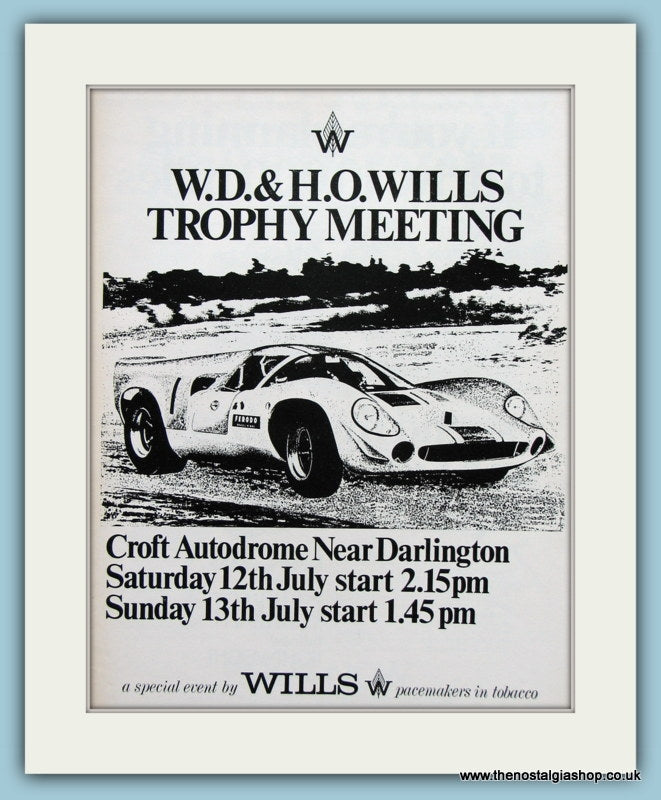 W.D. & H.O. Wills Trophy Meeting. Croft 1960s. Original Advert (ref AD2007)