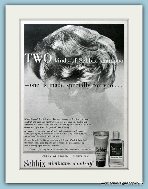 Sebbix Shampoo Original Advert 1959 (ref AD4340)