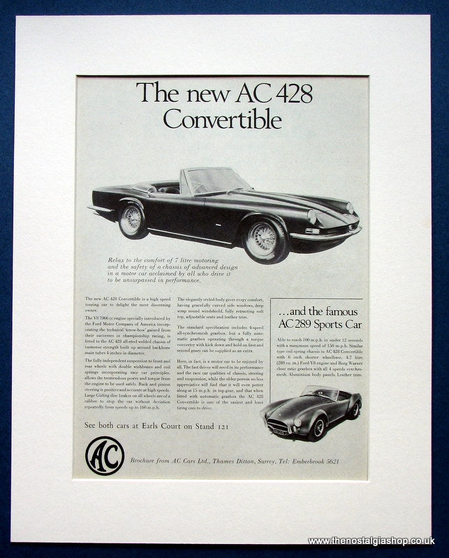 AC 428 Convertible 1966 Original Advert (ref AD1446)