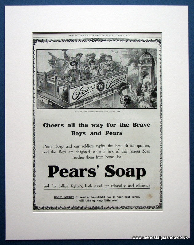Pears Soap For The Boys At The Front. Original advert 1915 (ref AD1016)
