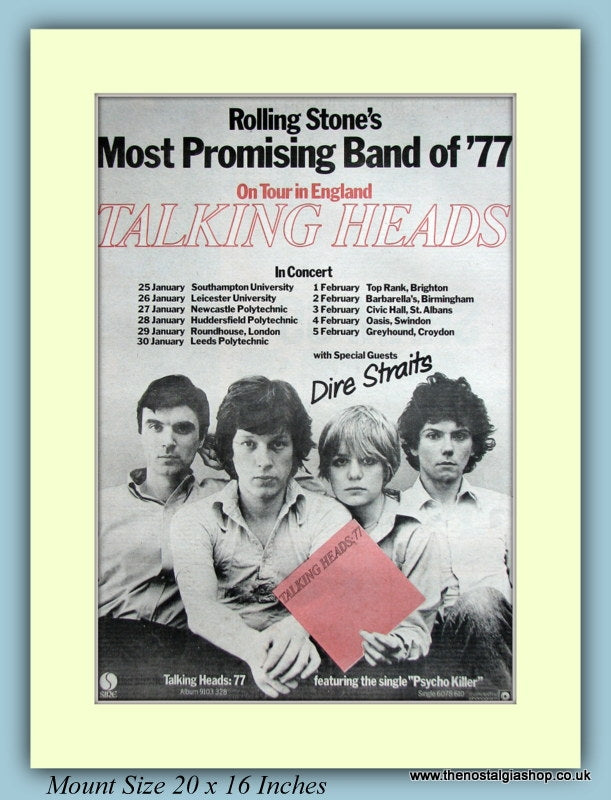 Talking Heads On Tour 1978 Original Advert (ref AD9119)
