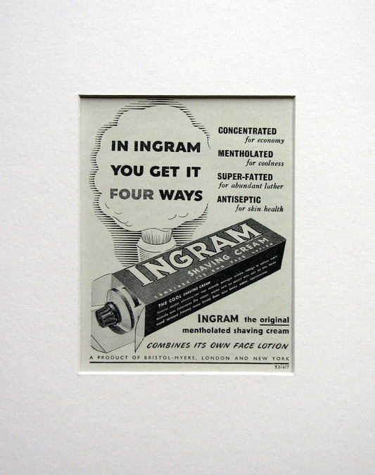 Ingram Shaving Cream. Original advert (ref AD1545)