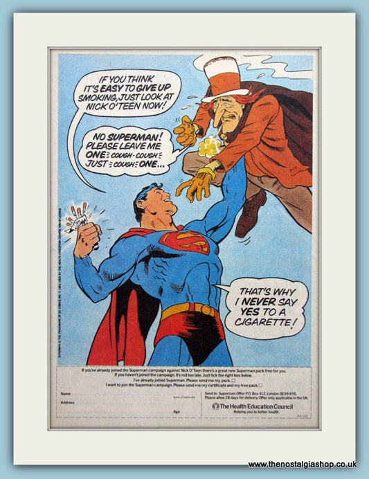 Superman Give Up Smoking Original Advert 1983 (ref AD6434)