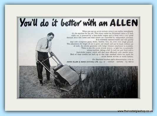 Allen Mowers. Original Advert 1961 (ref AD4639)