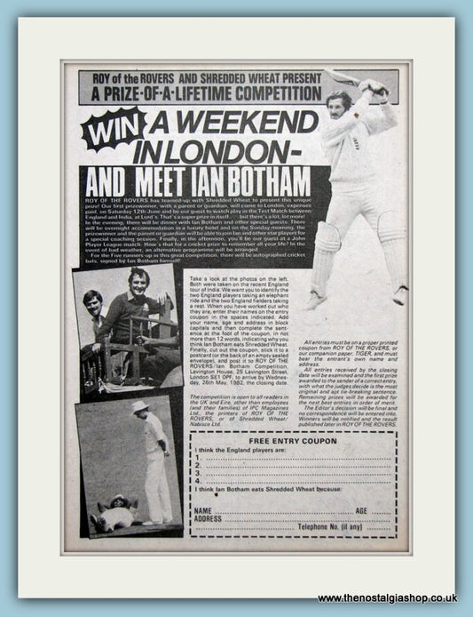 Ian Botham Competition Original Advert 1982 (ref AD2619)