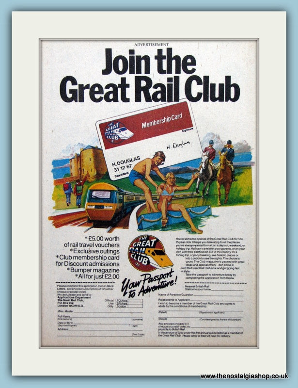 The Great Rail Club Card Original Advert 1979 (ref AD6462)