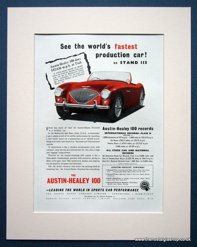 Austin Healey 100. Original advert 1953 (ref AD1385)