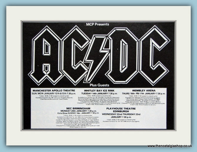AC DC 1985 UK Tour Original Advert. (ref AD3117) – The Nostalgia Shop