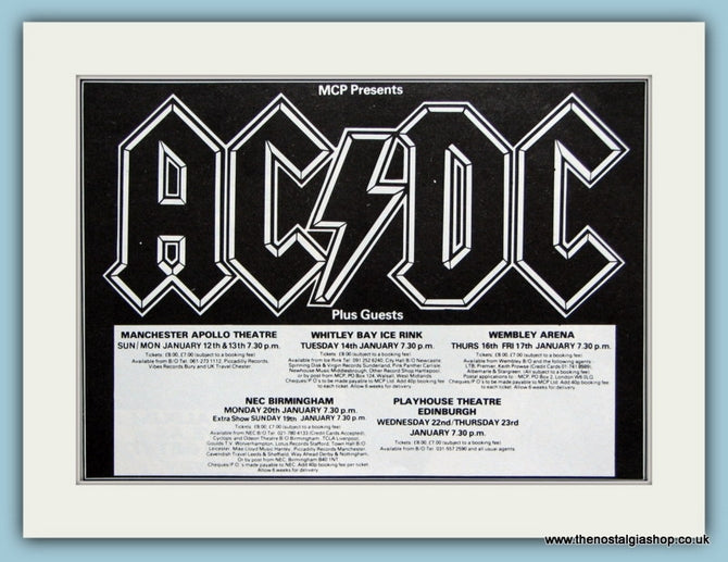 AC DC 1985 UK Tour Original Advert. (ref AD3117)