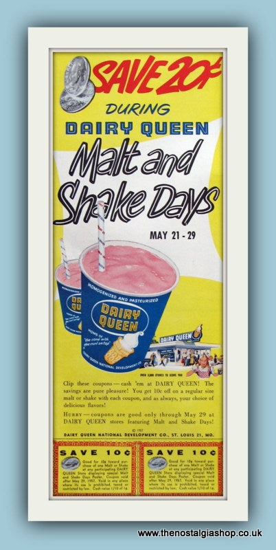 Dairy Queen Malt and Shake Days. Original Advert 1957 (ref AD8146)