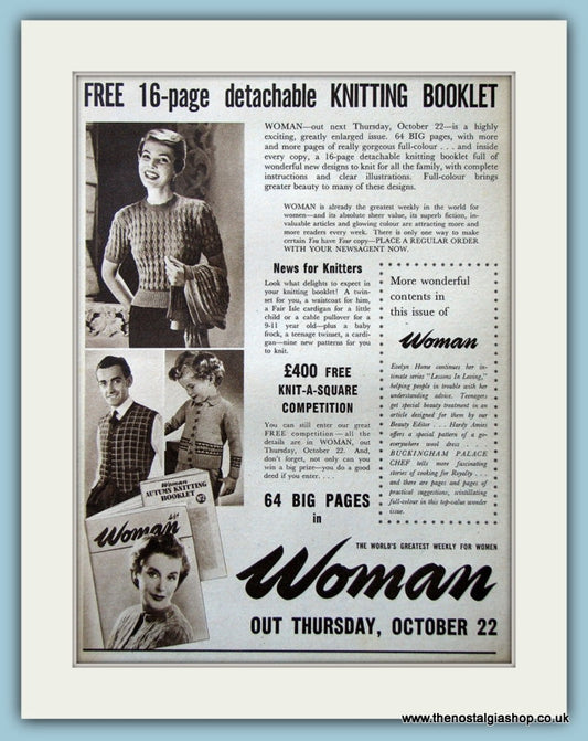 Woman Free Knitting Booklet Original Advert 1953 (ref AD4703)