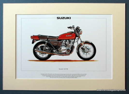 Suzuki GS 750 Mounted Motorcycle Print (ref PR3040)