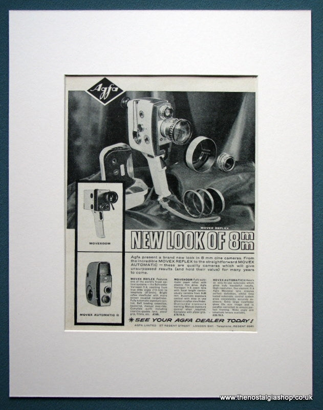 Agfa 8mm Movexoom & Movex Auto II. Original advert 1963 (ref AD1051)